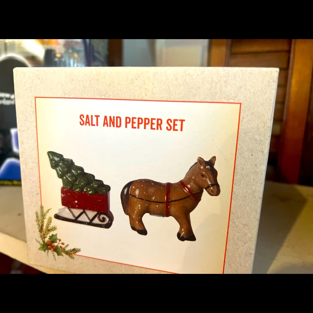 Horse and buggy salt and pepper shaker Christmas in July Cracker Barrel new box